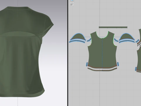 महिला कैप स्लीव टी-शर्ट 3D मॉडल