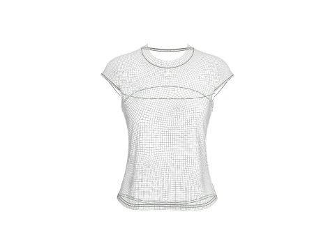 महिला कैप स्लीव टी-शर्ट 3D मॉडल