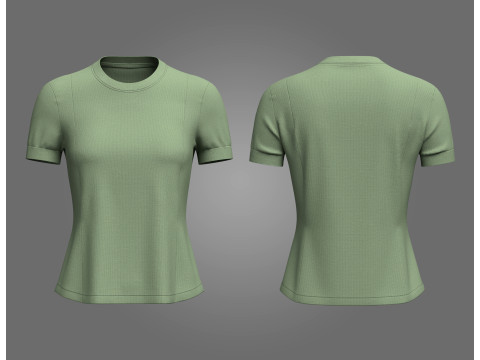 Female Crewneck T-shirt 3D 模型