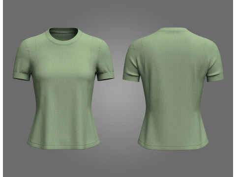 여성 크루넥 티셔츠 3D 모델