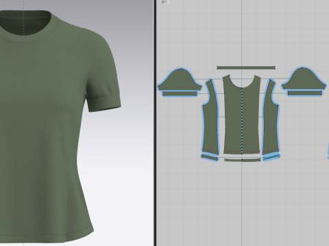 Female Crewneck T-shirt Modello 3D