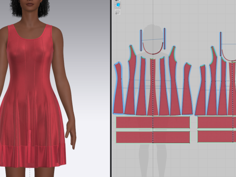 Female Fit and Flare Dress 3D Model