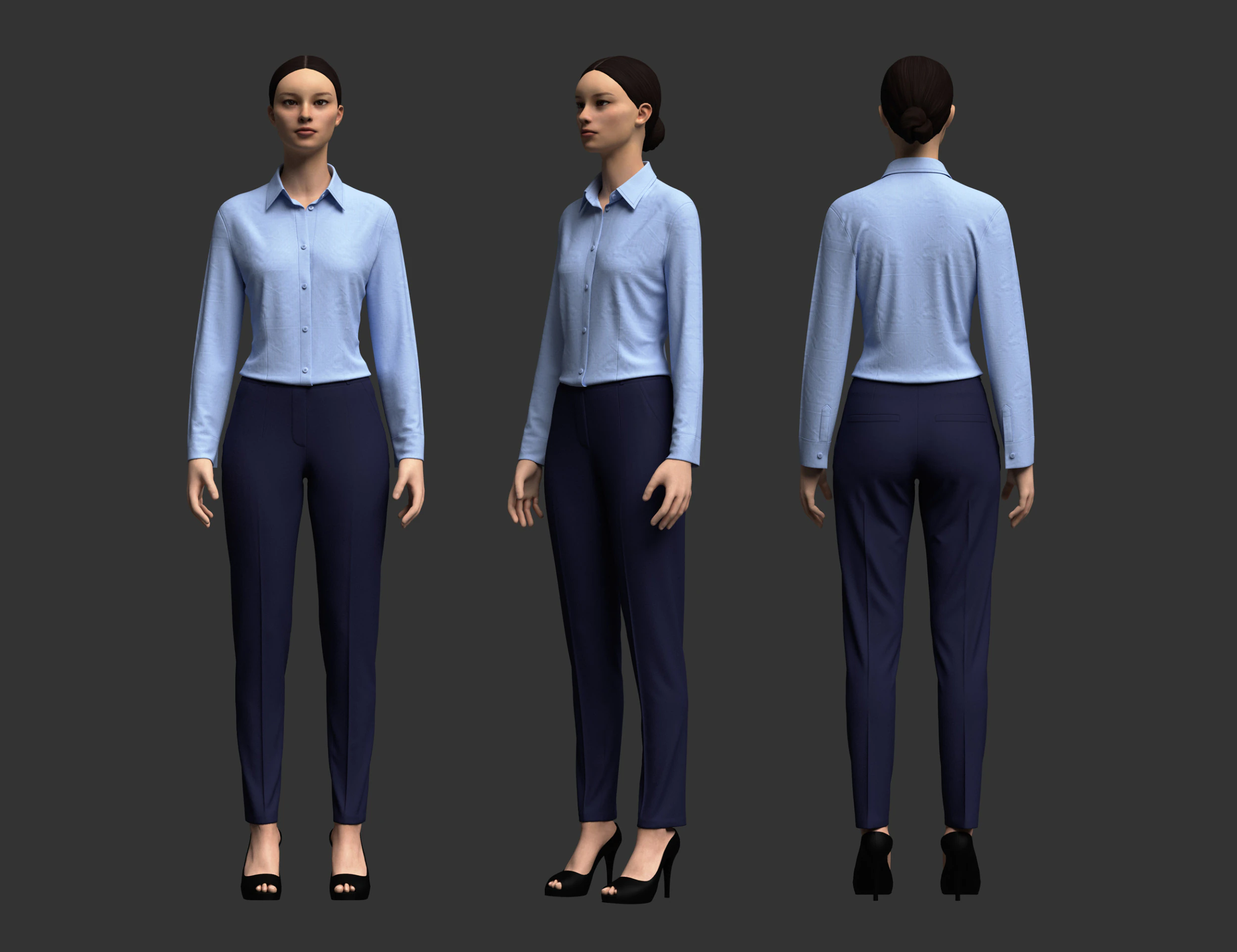Female Formal Outfit 3D Model .c4d .max .obj .3ds .fbx .stl .blend 