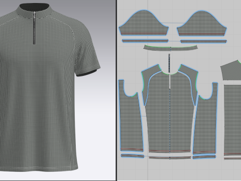 Male Half Zip Tshirt Modèle 3D