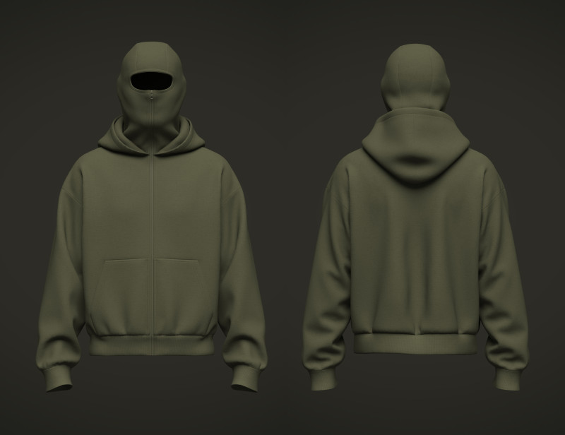 Male Balaclava Hoodie Model 3D .c4d .max .obj .3ds .fbx .stl .blend