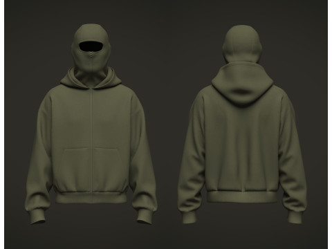 Male Balaclava Hoodie 3D 模型