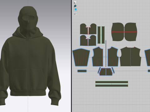 Male Balaclava Hoodie Model 3D