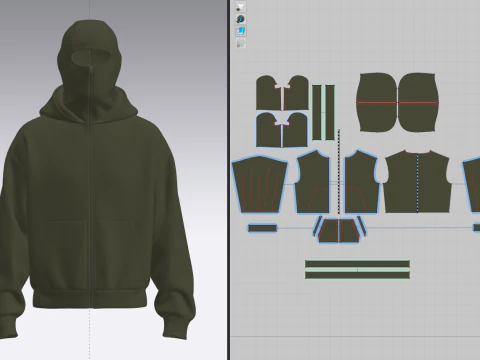Male Balaclava Hoodie 3D Model