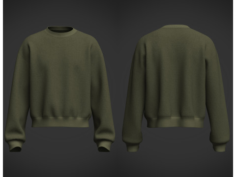 Male Oversized Cropped Sweater 3D Model