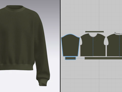 Male Oversized Cropped Sweater 3D Model