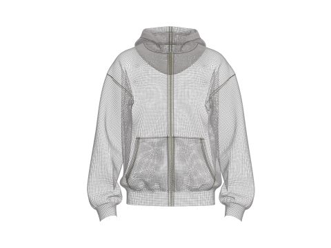 Male Oversized Cropped Zip Hoodie Modelo 3D
