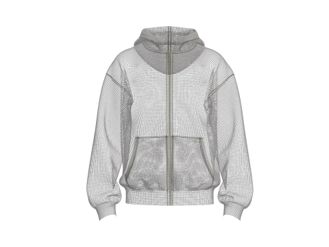 Male Oversized Cropped Zip Hoodie 3D Model