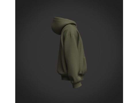 Male Oversized Cropped Zip Hoodie Modelo 3D