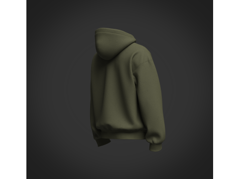 Male Oversized Cropped Zip Hoodie Modelo 3D