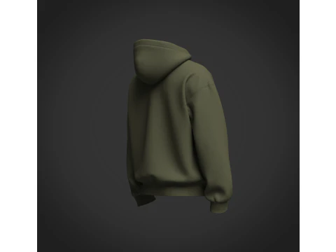 Male Oversized Cropped Zip Hoodie 3D Model