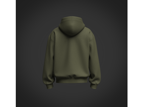 Male Oversized Cropped Zip Hoodie Modelo 3D