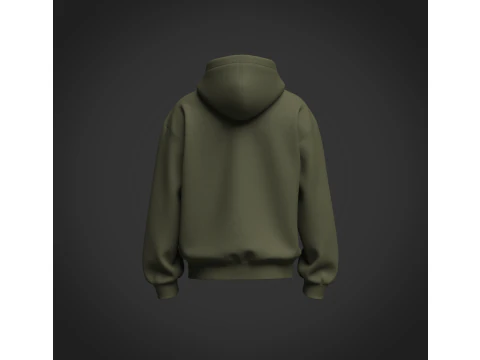 Male Oversized Cropped Zip Hoodie 3D Model