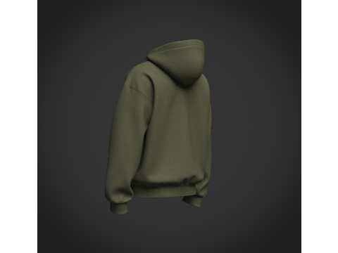 Male Oversized Cropped Zip Hoodie Modelo 3D