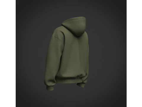 Male Oversized Cropped Zip Hoodie 3D Model