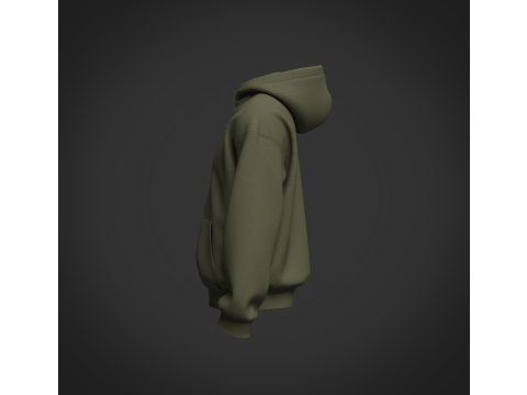 Male Oversized Cropped Zip Hoodie Modelo 3D