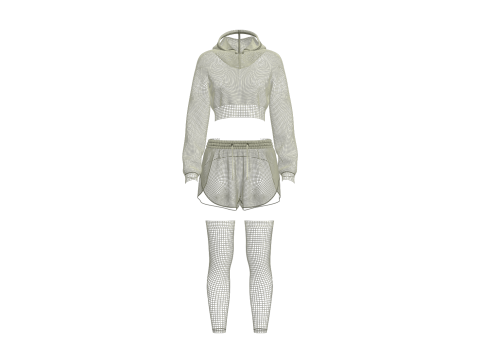 Female Hoodie and Shorts 3D Model