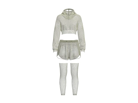 Moletom e Shorts Femininos Modelo 3D