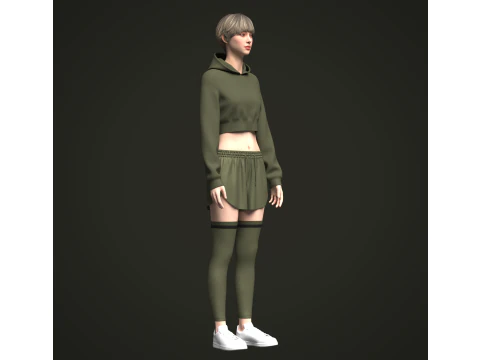 Moletom e Shorts Femininos Modelo 3D