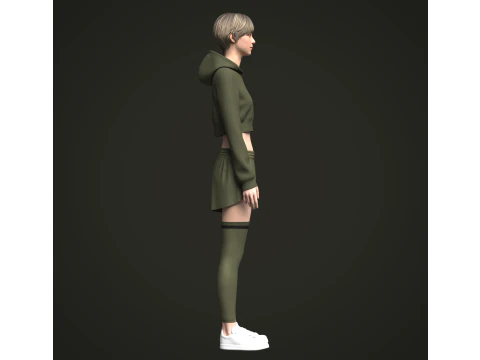 Moletom e Shorts Femininos Modelo 3D