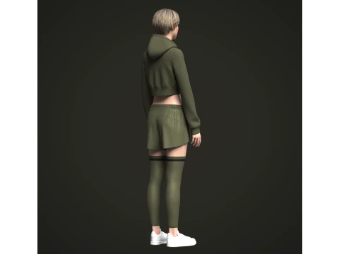Moletom e Shorts Femininos Modelo 3D