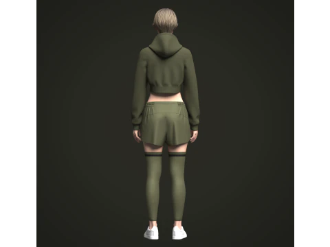 Moletom e Shorts Femininos Modelo 3D