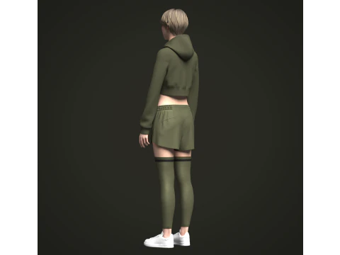 Moletom e Shorts Femininos Modelo 3D