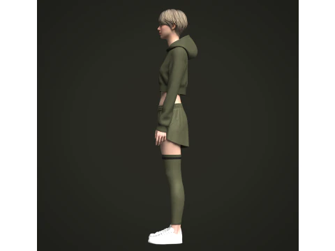 Moletom e Shorts Femininos Modelo 3D