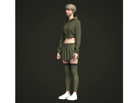 Moletom e Shorts Femininos Modelo 3D