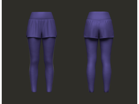 Female Sports Legging with Shorts 3D 模型