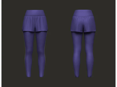 반바지가 포함된 여성 스포츠 레깅스 3D 모델