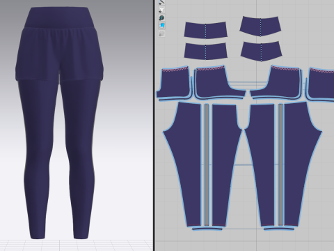 Female Sports Legging with Shorts Modèle 3D