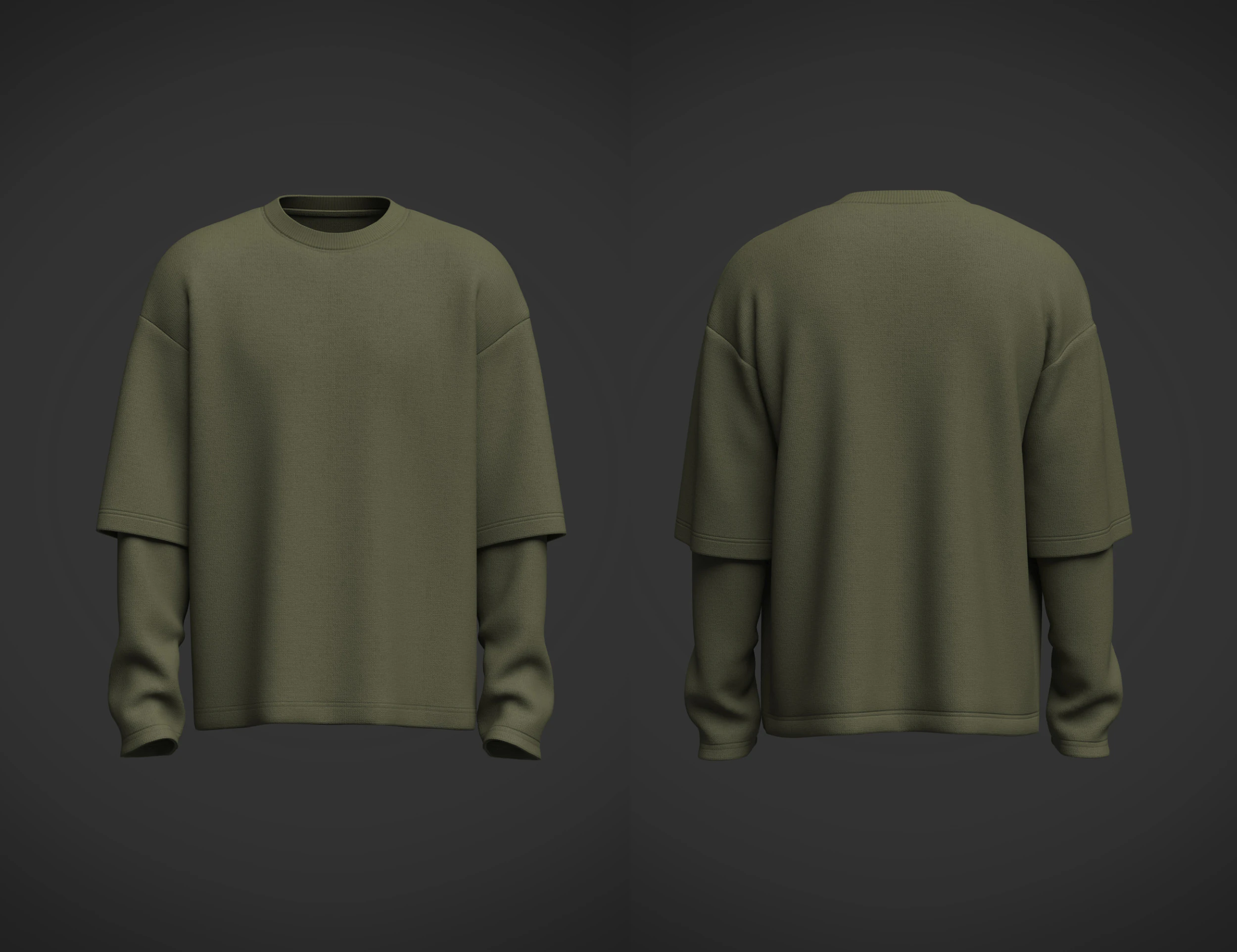 Male Oversized Longsleeve T-shirt 3D Model .c4d .max .obj .3ds .fbx .stl .blend 