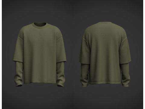 Male Oversized Longsleeve T-shirt 3D 模型