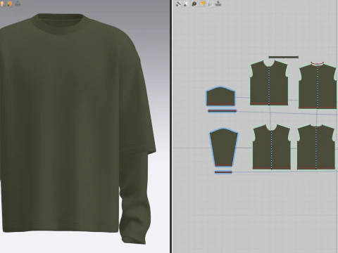 Male Oversized Longsleeve T-shirt 3D Model