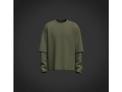 Male Oversized Longsleeve T-shirt 3D Model