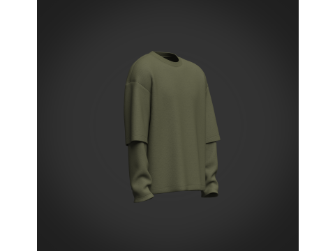 Male Oversized Longsleeve T-shirt Modelo 3D