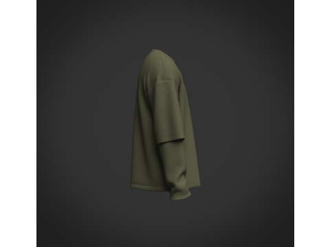 Male Oversized Longsleeve T-shirt Modelo 3D