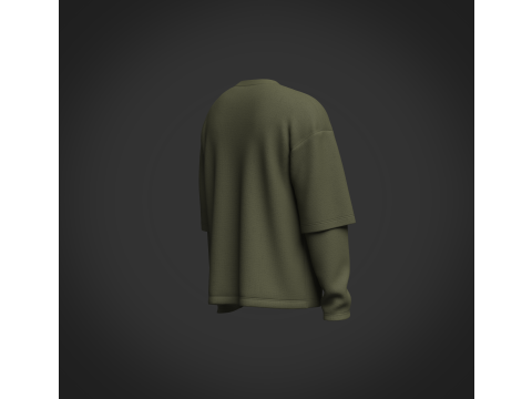 Male Oversized Longsleeve T-shirt Modelo 3D