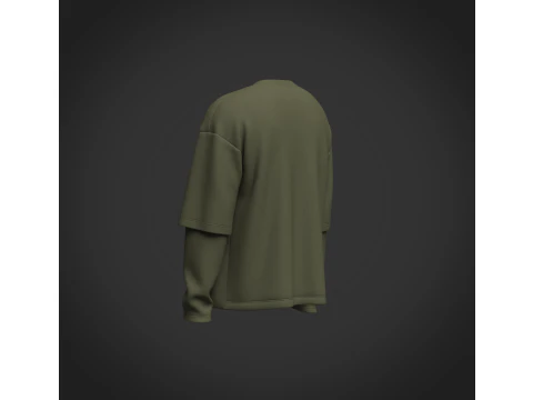 Male Oversized Longsleeve T-shirt 3D Model