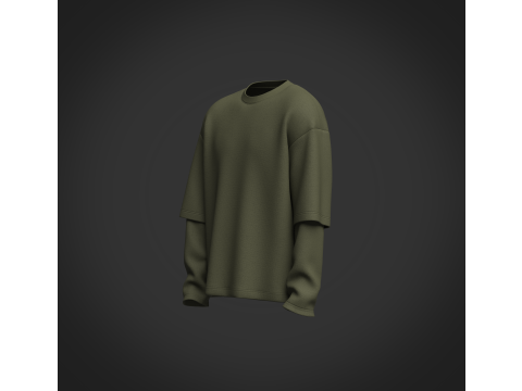 Male Oversized Longsleeve T-shirt Modelo 3D