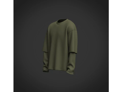 Male Oversized Longsleeve T-shirt 3D Model