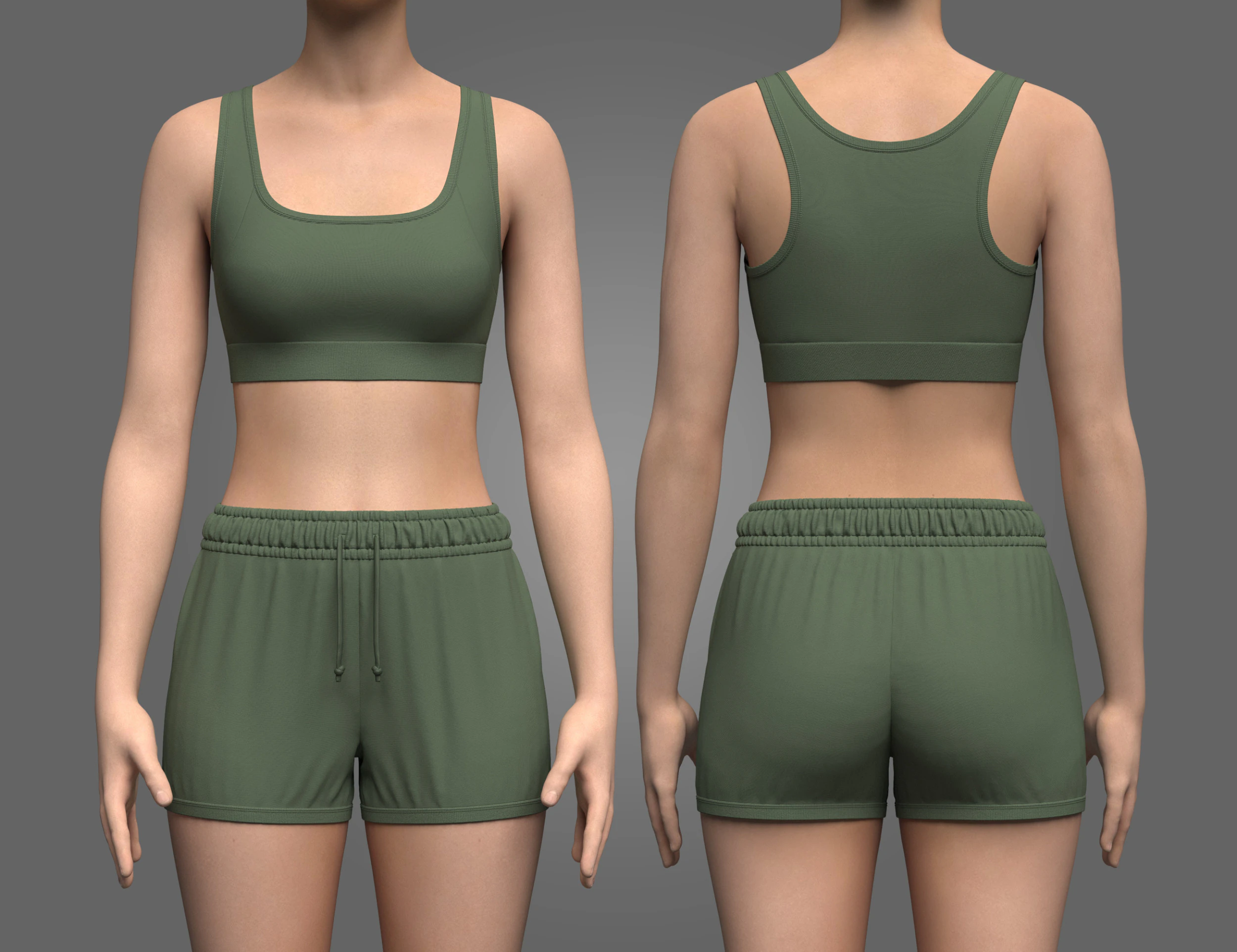 Suti&atilde; esportivo feminino e shorts de banho Modelo 3D .c4d .max .obj .3ds .fbx .stl .blend 