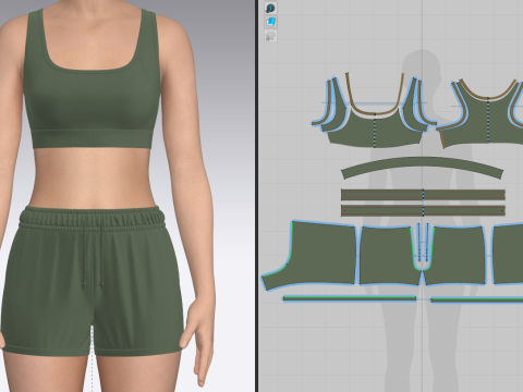 Female Sports Bra and Swim Shorts Modelo 3D