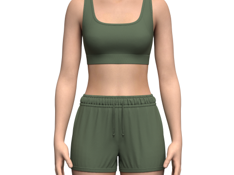 Female Sports Bra and Swim Shorts Modelo 3D