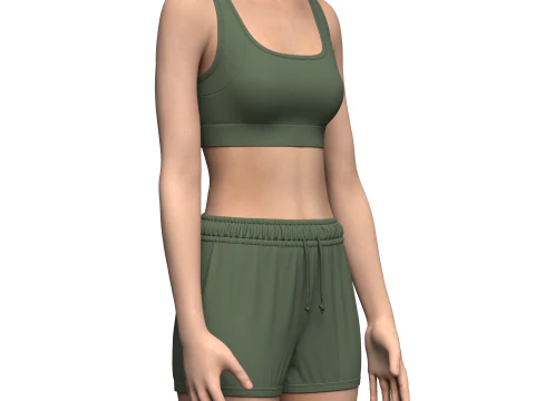 Suti&atilde; esportivo feminino e shorts de banho Modelo 3D